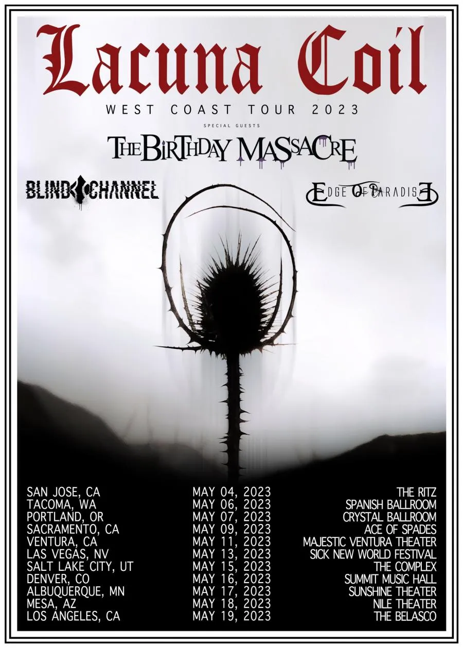 Lacuna Coil Tour 2023 09/05/2023 Sacramento Ace Of Spades
