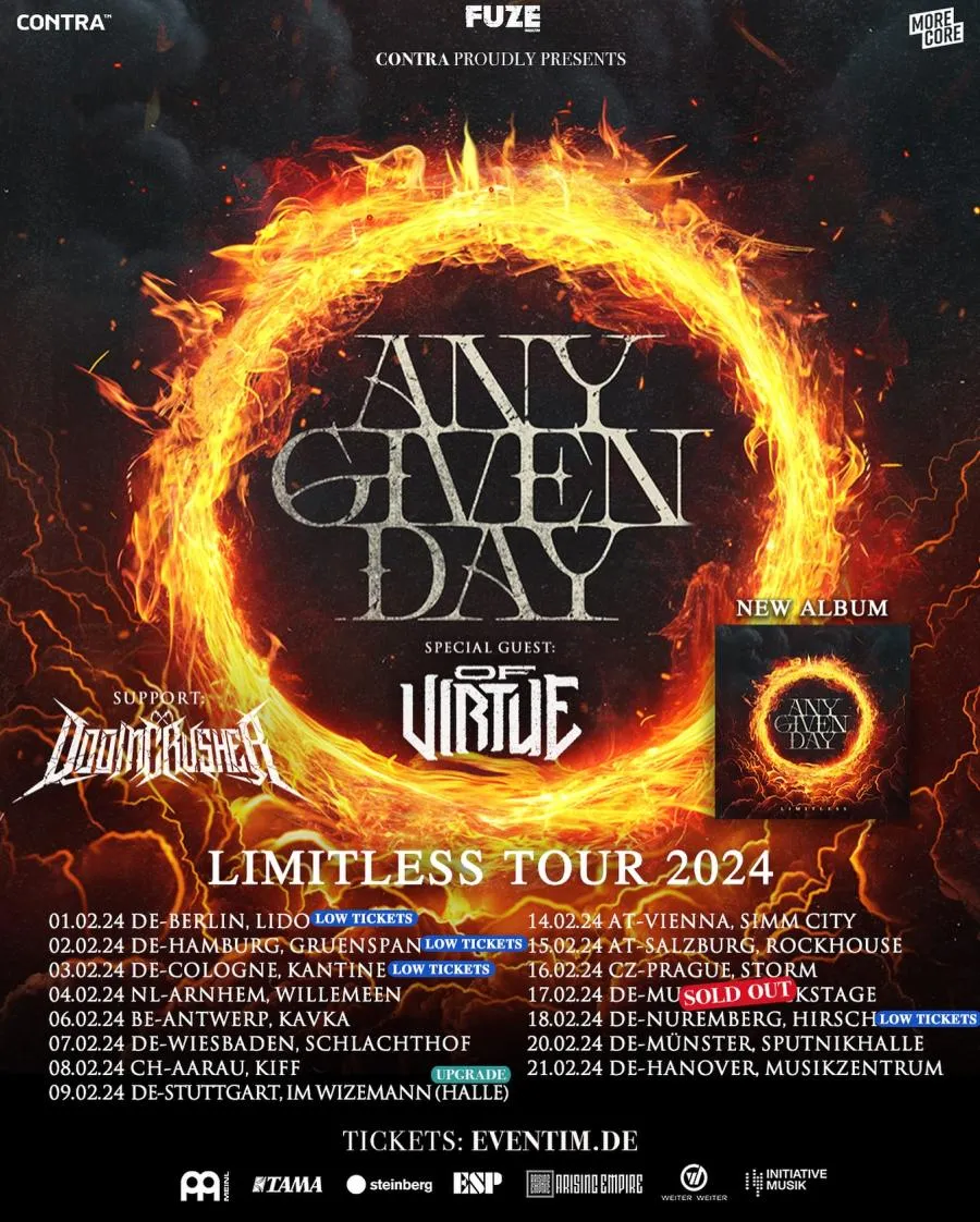 Concierto Any Given Day 09/02/2024 Stuttgart Im Wizemann Alemania